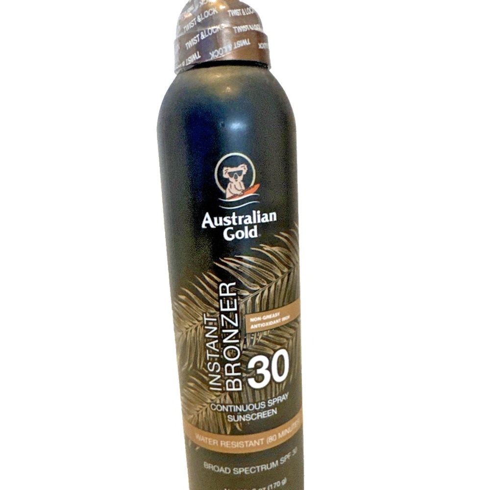 Australian Gold Continuous Spray Sunscreen with Instant Bronzer SPF 30 Exp 10/26